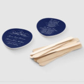 ネイビエレガントーブルー&ホワイト結婚式 プログラムテンプレート ハンドファン (組立なし)