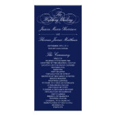 ネイビエレガントーブルー&ホワイト結婚式 プログラムテンプレート ラックカード (正面)