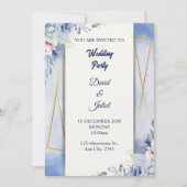 ネイビエレガントーブルー&ホワイト 招待状 (正面)