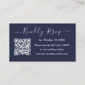 ネイビエレガントーブルー |ミニマル結婚リスト エンクロージャーカード (正面)