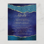 ネイビエレガントーブルー&金ゴールドアゲート結婚ズ詳細 エンクロージャーカード (正面)