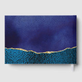 ネイビエレガントーブルー&金ゴールドアゲート結婚ズ ゲストブック (裏面)