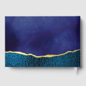 ネイビエレガントーブルー&金ゴールドアゲート結婚ズ ゲストブック (裏面)