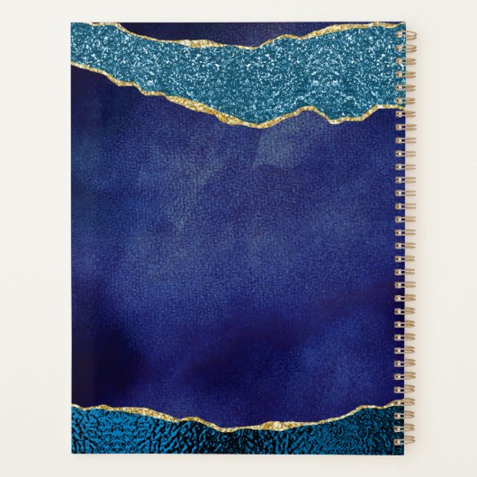 ネイビエレガントーブルー&金ゴールドアゲート結婚ズ プランナー手帳 (裏面)