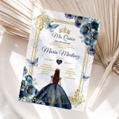 ネイビエレガントーブルー&金ゴールドプリンセスキニャネラ 招待状