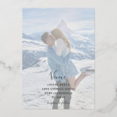 ネイビエレガントーブルー&金ゴールド冬フローラ結婚ズ 箔招待状 (裏面)