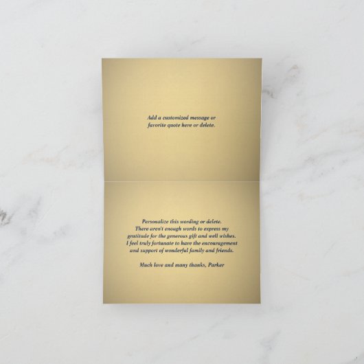 ネイビエレガントーブルー&金ゴールド縁どタイポグラフィ サンキューカード (内部)