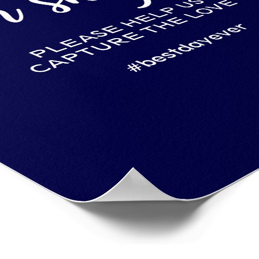 ネイビエレガントーブルーOh Snapの結婚ハッシュタグ記号 ポスター (角)