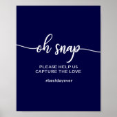 ネイビエレガントーブルーOh Snapの結婚ハッシュタグ記号 ポスター (正面)
