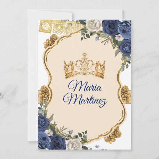 ネイビエレガントープリンセスホワイトフローラキニャネラ 招待状 (裏面)