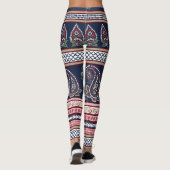 ネイビエレガントーペイズリー：タイムレス縁どデザイン レギンス (裏面)