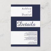 ネイビエレガントーミニマル・ブルーモダンホワイト結婚ズ エンクロージャーカード (正面)