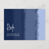 ネイビエレガントーモダンビーチ波結婚の食事RSVP インビテーションポストカード (正面)