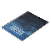 ネイビエレガントーモダンブルーウォーター色名モノグラム ノートブック (左側)