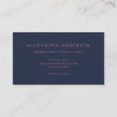 ネイビエレガントーモダンブルーピンクミニマリストモノグラム 名刺 (裏面)