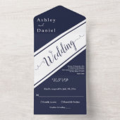 ネイビエレガントーモダンブルーホワイトクラスシック結婚ズ オールインワン招待状 (内側)