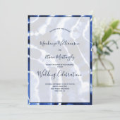 ネイビエレガントーモダンブルーマーブル絞り染め結婚ズ 招待状 (スタンド正面)