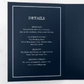 ネイビエレガントーモダンブルーモノグラムシンプル結婚ズ 三つ折り招待状 (内部最初)