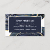 ネイビエレガントーモダンブルー金ゴールドアゲートジェードジェームストーン 名刺 (裏面)