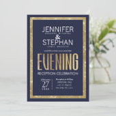 ネイビエレガントーモダンブルー金ゴールドシークイン披露宴 招待状 (スタンド正面)