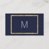 ネイビエレガントーモダンブルー金ゴールドセク結婚イン プレイスカード (裏面)