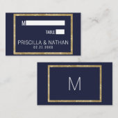 ネイビエレガントーモダンブルー金ゴールドセク結婚イン プレイスカード (正面/裏面)