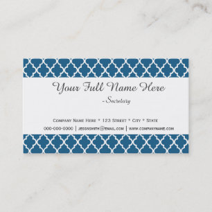 ネイビエレガントーモダンブルーquatrefoilプロフェッショナル 名刺