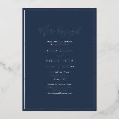 ネイビエレガントーモダン・シルバー私たちは婚約したパーティー 箔招待状 (正面)