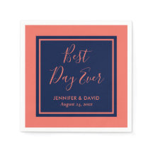 ネイビエレガントーモダン・ブルーとコーラル結婚ズ