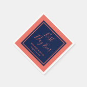 ネイビエレガントーモダン・ブルーとコーラル結婚ズ スタンダードカクテルナプキン (角)