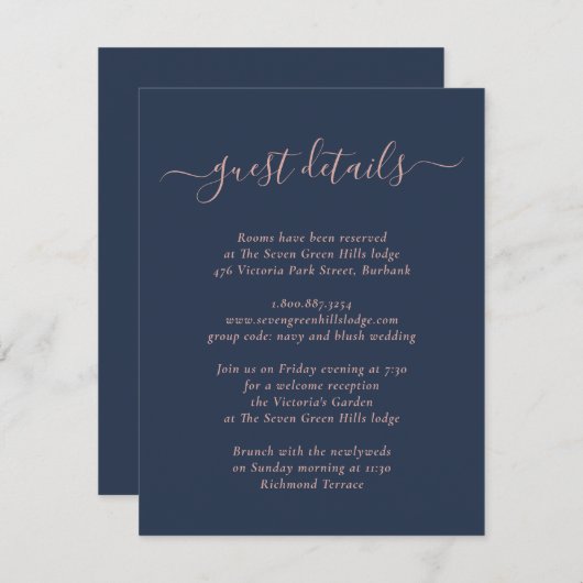 ネイビエレガントーモダン・ブルーと赤面・エンクロージャ・カード エンクロージャーカード (正面/裏面)