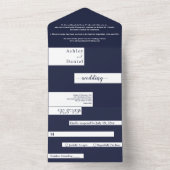 ネイビエレガントーモダン・ブルースタイリッシュホワイト結婚ズ オールインワン招待状 (内側)