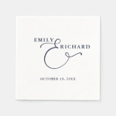 ネイビエレガントーモダン・ブルー結婚ズ スタンダードカクテルナプキン (正面)