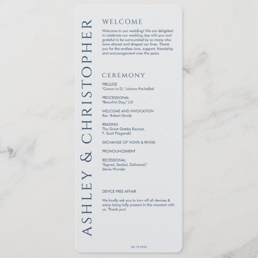 ネイビエレガントーモダン・ブルー結婚ズ プログラム (正面)