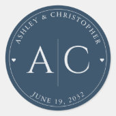 ネイビエレガントーモダン・ブルー結婚ズ ラウンドシール (正面)