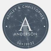 ネイビエレガントーモダン・ブルー結婚ズ ラウンドシール (正面)