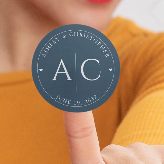 ネイビエレガントーモダン・ブルー結婚ズ ラウンドシール