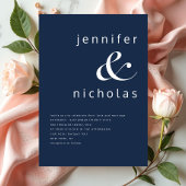 ネイビエレガントーモダン・ブルー結婚ズ 招待状