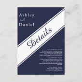 ネイビエレガントーモダン・ブルー・ホワイト・デリケート結婚ズ エンクロージャーカード (正面)