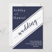 ネイビエレガントーモダン・ブルー・ホワイト・デリケート結婚ズ 招待状 (正面)