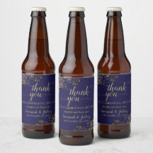 ネイビエレガントーレースのよう・ブルーの金ゴールド結婚に感謝