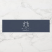 ネイビエレガントーヴィンテージクレストラインアートボホ結婚ズ ペットボトルラベル (シングルラベル)