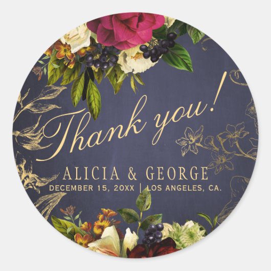 ネイビエレガントー感謝していブルゴーニュ金ゴールド結婚ユーザ ラウンドシール (正面)