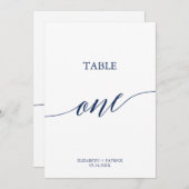 ネイビエレガントー書道テーブル1テーブル番号 招待状 (正面/裏面)