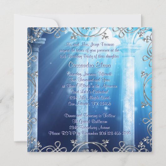 ネイビエレガントー王室のブルーキンセアニェラ 招待状 (裏面)