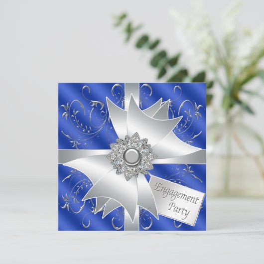 ネイビエレガントー王室のブルー婚約パーティ 招待状 (スタンド正面)