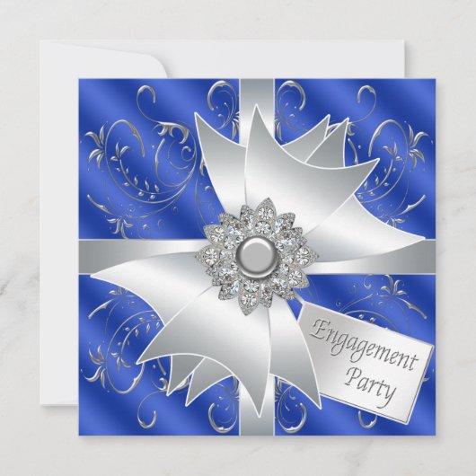 ネイビエレガントー王室のブルー婚約パーティ 招待状 (正面)
