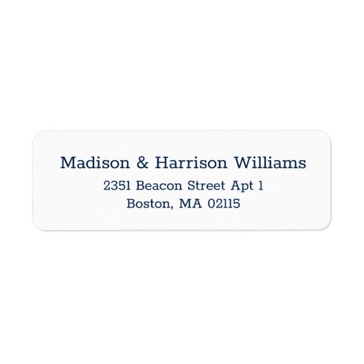 ネイビエレガントー白カスタムセリフ差出人住所 ラベル (正面)