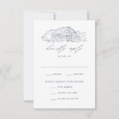 ネイビエレガントー素朴バン結婚の食事の選択 出欠カード (正面)