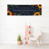 ネイビエレガントー素朴ヒマワリバラウェルカム結婚ズ 横断幕 (インサイチュ)